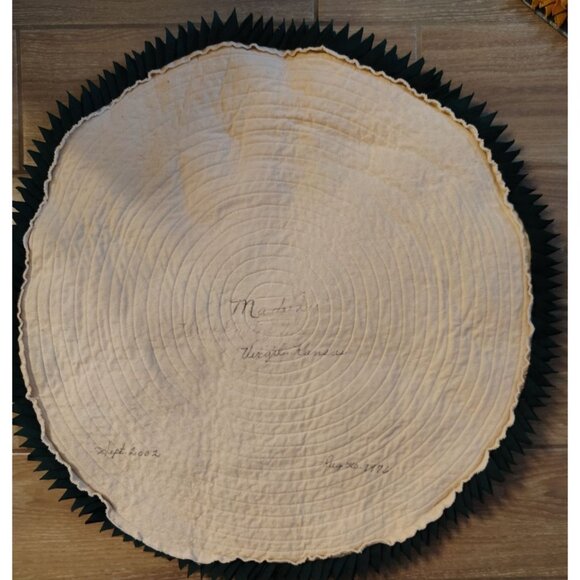 Vtg. Handmade Sunflower Fabric Rug 28" Diameter Country Cottagecore Round Flower - Picture 2 of 2